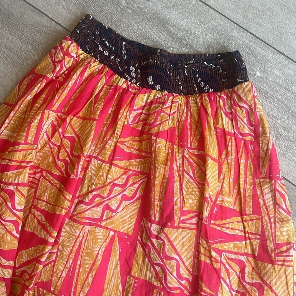 Anthropologie Vanessa Virginia mixed patterned pull on boho alone skirt medium - Picture 4 of 8